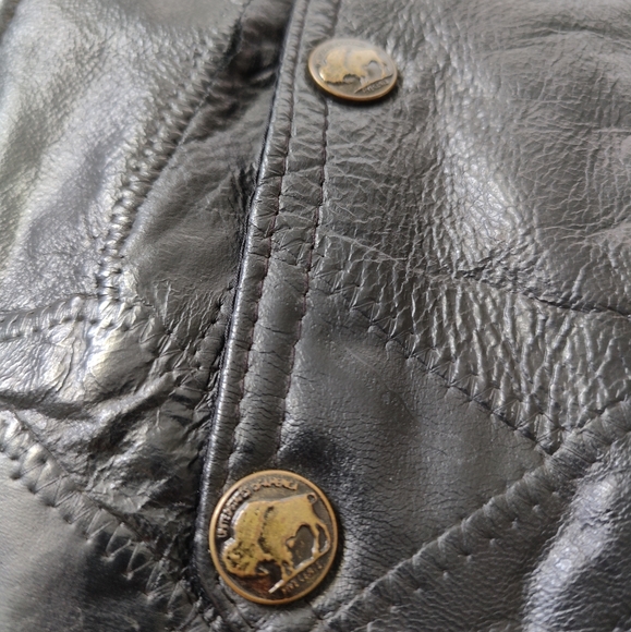 VINTAGE Buffalo Leather Biker Vest - Picture 6 of 13